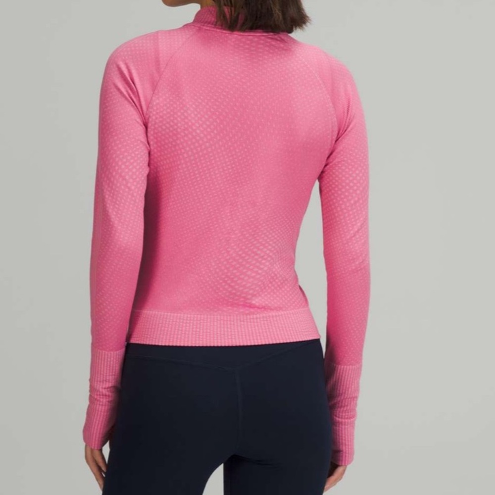 Lululemon Rest Less Cropped Half-Zip Grid Warp Pink Blossom / Sugar Pink 6 - Picture 5 of 8